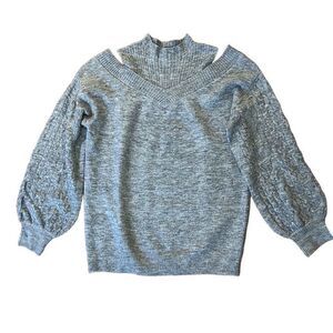 NWT No Label Layered Cable Knit Balloon Sleeve Sweater